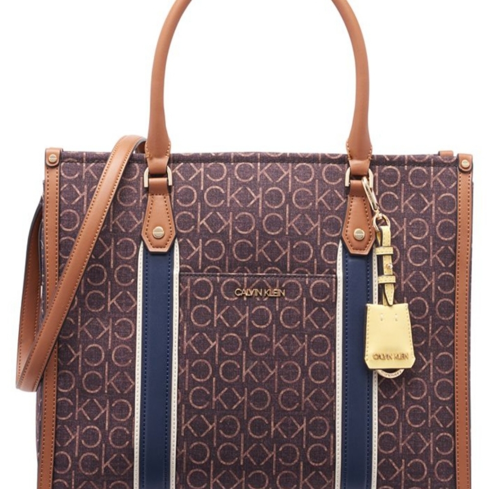 Calvin klein Beckah logo print crossbody tote bag in brown - Picture 4 of 10